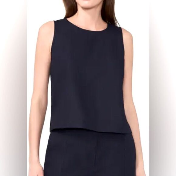 J. CREW Sleeveless Blouse 100% Wool Shell Top Navy Women’s 8 Career Tailored - Picture 1 of 11